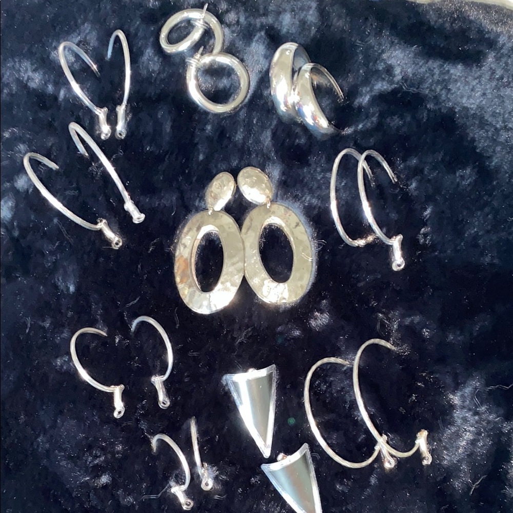 Silver Classic Hoop Earrings Set